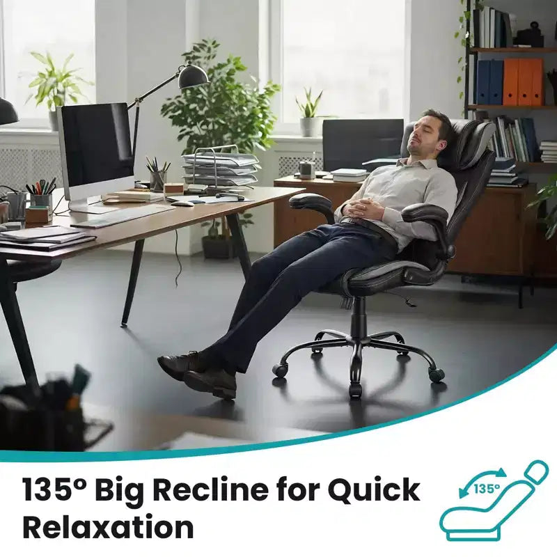 Ergonomic Office Chair, High Back, Adjustable Headrest, Lumbar Support, fold-Up Armrests, for Home, Office