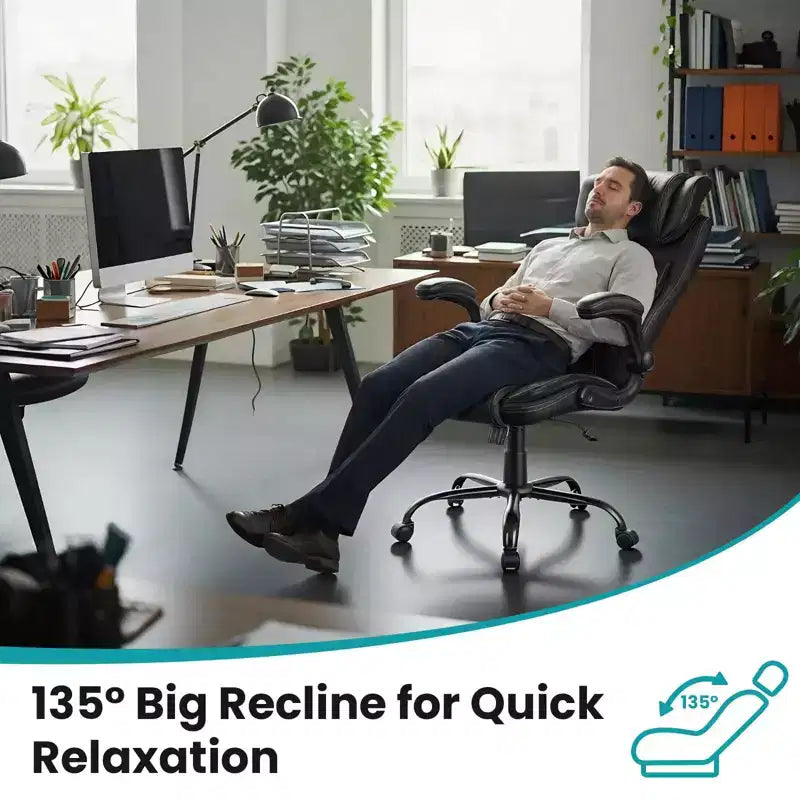 Ergonomic Office Chair, High Back, Adjustable Headrest, Lumbar Support, fold-Up Armrests, for Home, Office