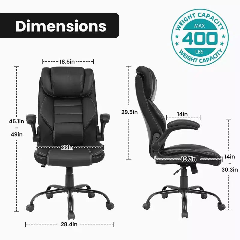 Ergonomic Office Chair, High Back, Adjustable Headrest, Lumbar Support, fold-Up Armrests, for Home, Office