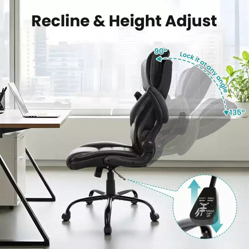 Ergonomic Office Chair, High Back, Adjustable Headrest, Lumbar Support, fold-Up Armrests, for Home, Office