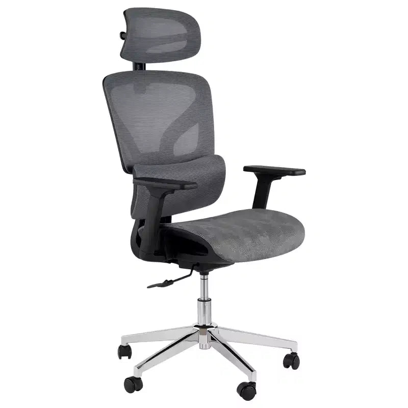 Ergonomic High Back Mesh Office Chair, Dynamic Lumbar Support, Sliding Seat, Headrest, Silent Castersfor Home, Office, Study