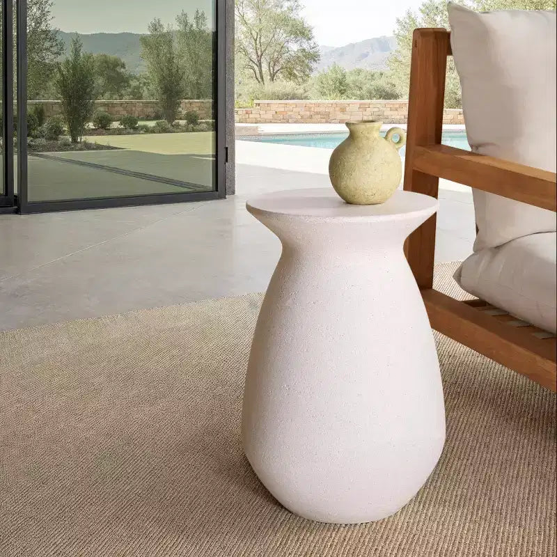 Dynah Concrete Accent Table - Indoor/Outdoor - SFV2605 - Ivory - Safavieh Couture