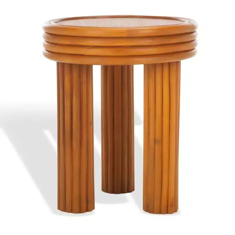 Bayard Rattan Round Accent Table - CWK3007 - Natural - Safavieh Couture