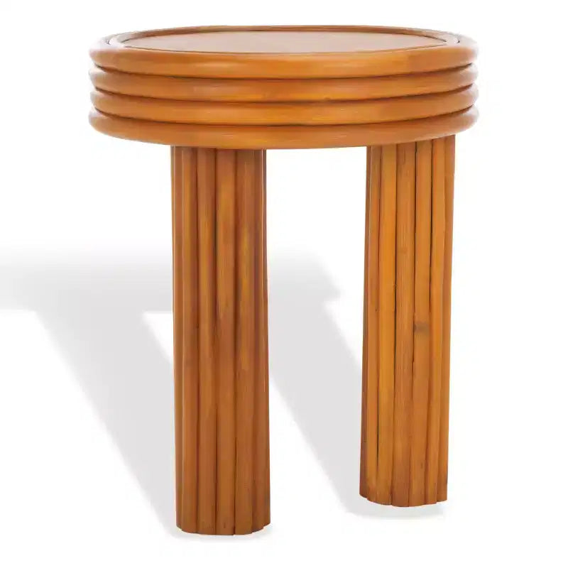 Bayard Rattan Round Accent Table - CWK3007 - Natural - Safavieh Couture
