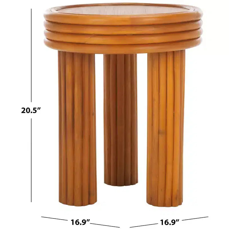 Bayard Rattan Round Accent Table - CWK3007 - Natural - Safavieh Couture