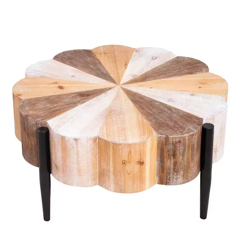 GDFStudio Kristyn Flower-Shaped Rustic Coffee Table with Metal Legs