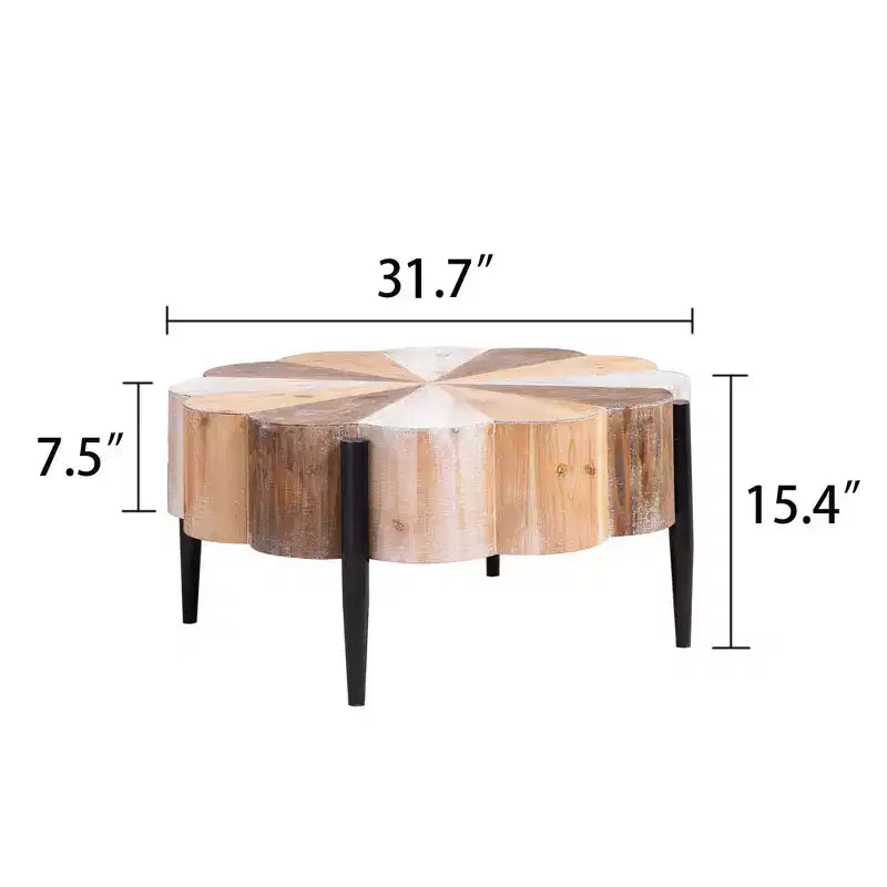 GDFStudio Kristyn Flower-Shaped Rustic Coffee Table with Metal Legs