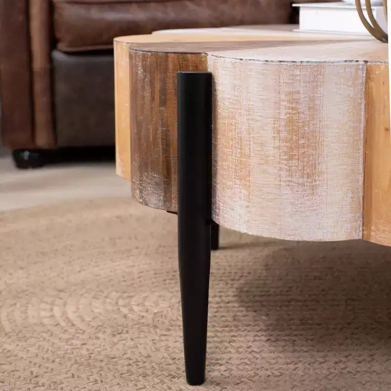 GDFStudio Kristyn Flower-Shaped Rustic Coffee Table with Metal Legs