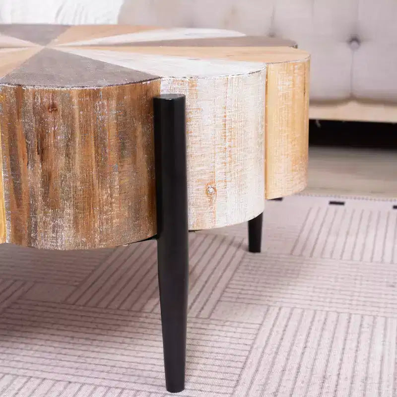 GDFStudio Kristyn Flower-Shaped Rustic Coffee Table with Metal Legs