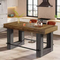 Lantine 63-Inch Counter Height Bar Table, Wooden High Top Pub Table with Metal Footrest for Home Bar, Dining Room, Restaurant, Bistro
