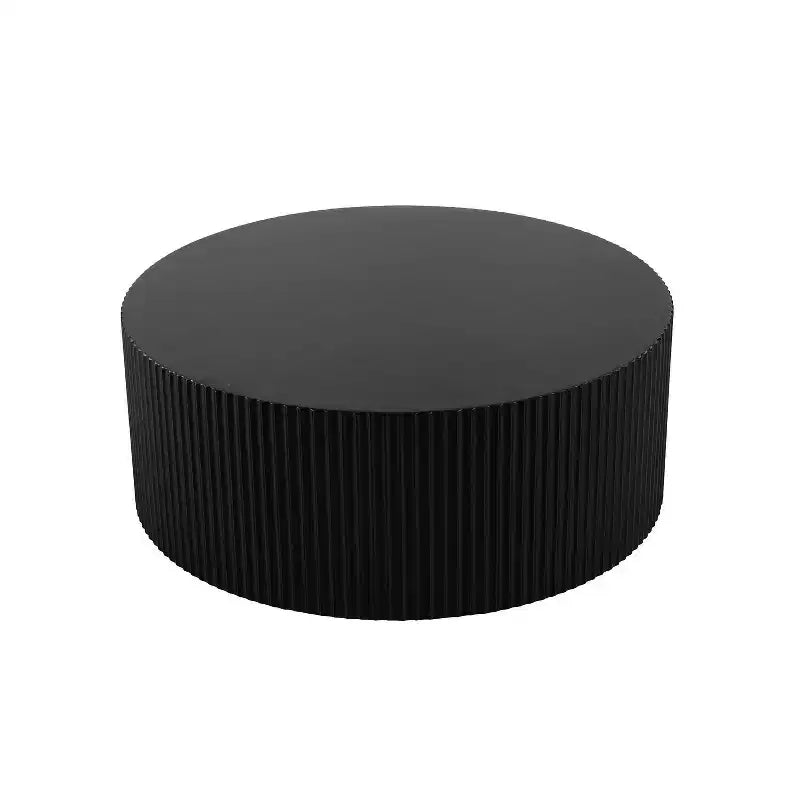 Round Coffee Table Cocktail Table Center Table Sofa Side Table Accent Table End Table with Relief Design, No Assembly Needed - ModernLuxe