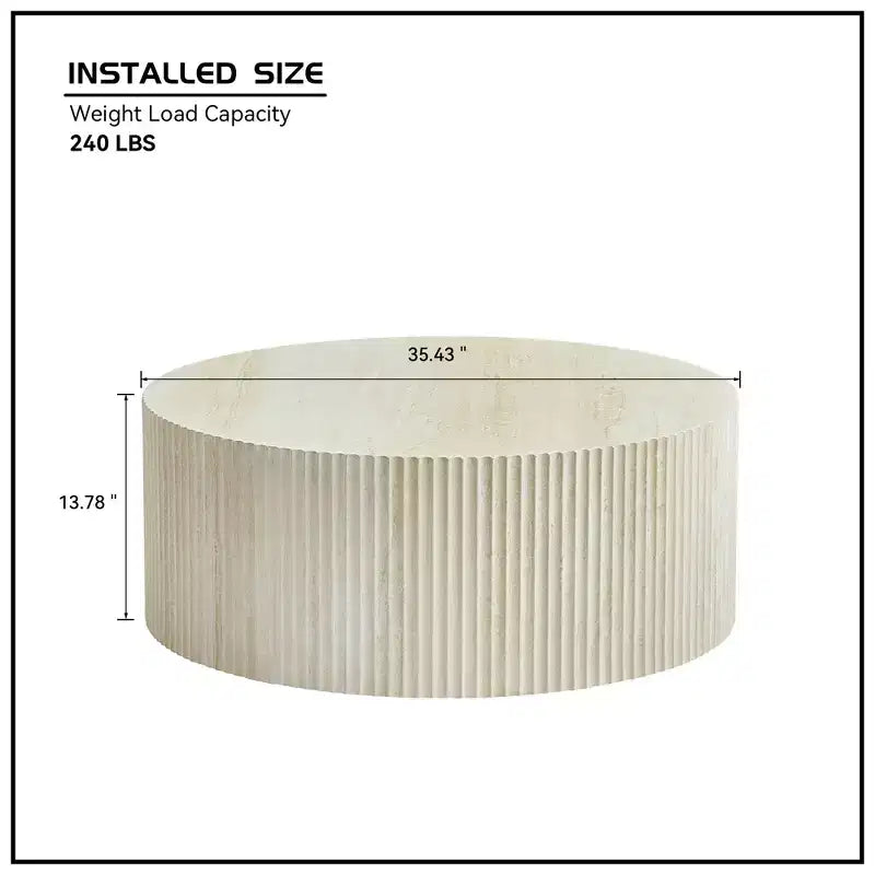 Round Coffee Table Cocktail Table Center Table Sofa Side Table Accent Table End Table with Relief Design, No Assembly Needed - ModernLuxe