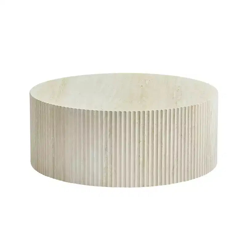 Round Coffee Table Cocktail Table Center Table Sofa Side Table Accent Table End Table with Relief Design, No Assembly Needed - ModernLuxe