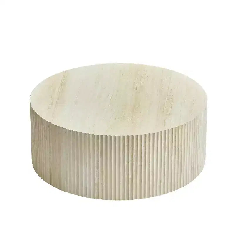 Round Coffee Table Cocktail Table Center Table Sofa Side Table Accent Table End Table with Relief Design, No Assembly Needed - ModernLuxe