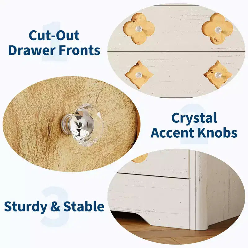30.4 Bedroom Dresser, Chest of Drawers with 3 Decorative Drawers & Clothes Storage Cabinet, Ideal Drawer Organizer for Bedroom, Closet & Living Room