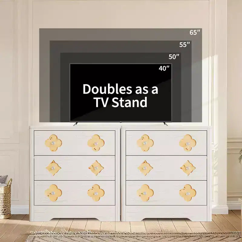 30.4 Bedroom Dresser, Chest of Drawers with 3 Decorative Drawers & Clothes Storage Cabinet, Ideal Drawer Organizer for Bedroom, Closet & Living Room