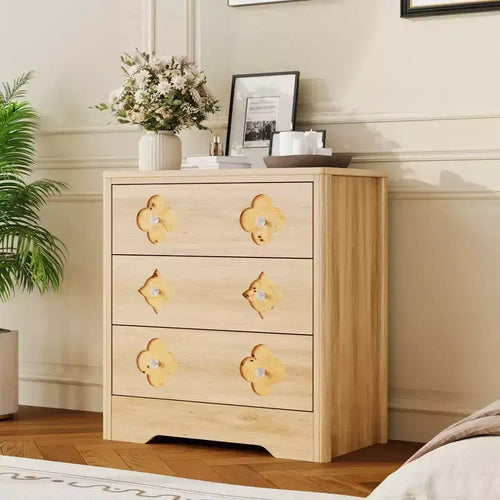 30.4 Bedroom Dresser, Chest of Drawers with 3 Decorative Drawers & Clothes Storage Cabinet, Ideal Drawer Organizer for Bedroom, Closet & Living Room