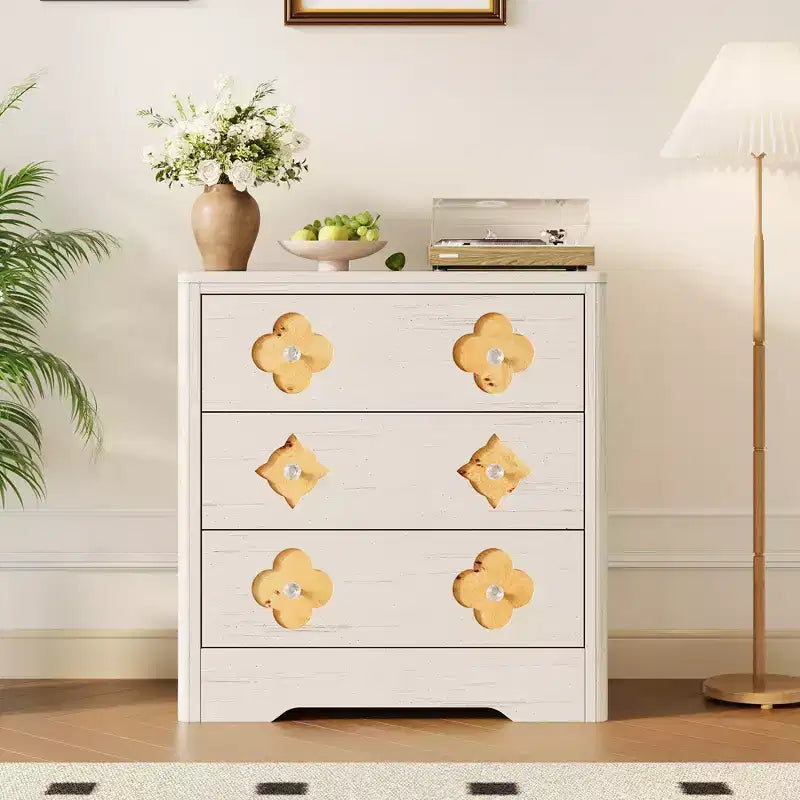 30.4 Bedroom Dresser, Chest of Drawers with 3 Decorative Drawers & Clothes Storage Cabinet, Ideal Drawer Organizer for Bedroom, Closet & Living Room