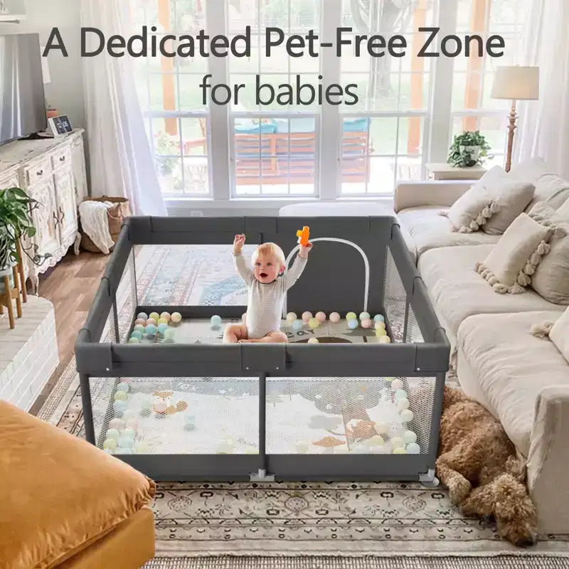 Fodoss Baby Playpen with Mat 47 x 47 In Playpen for Babies and Toddlers, Indoor & Outdoor Activity Center, Safety Baby Fence