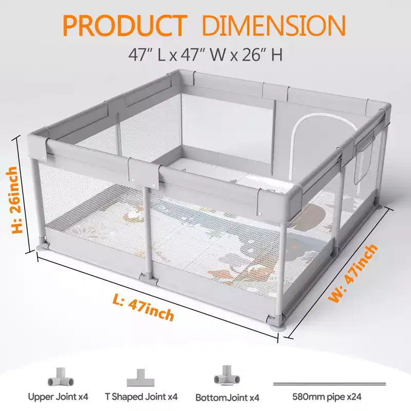 Fodoss Baby Playpen with Mat 47 x 47 In Playpen for Babies and Toddlers, Indoor & Outdoor Activity Center, Safety Baby Fence