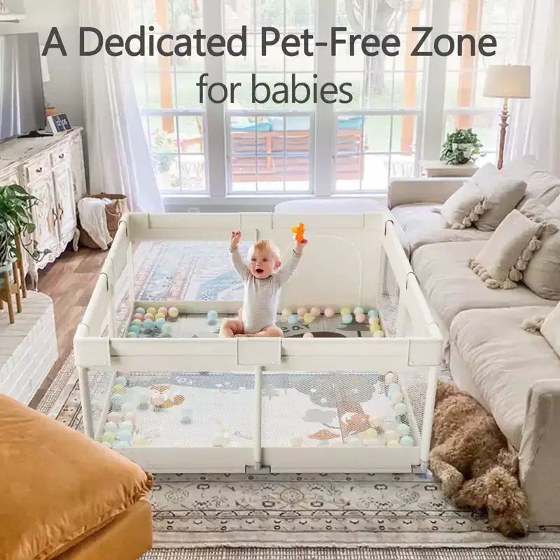 Fodoss Baby Playpen with Mat 47 x 47 In Playpen for Babies and Toddlers, Indoor & Outdoor Activity Center, Safety Baby Fence