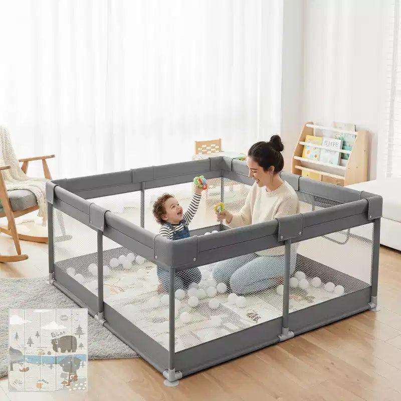 Fodoss Baby Playpen with Mat 47 x 47 In Playpen for Babies and Toddlers, Indoor & Outdoor Activity Center, Safety Baby Fence