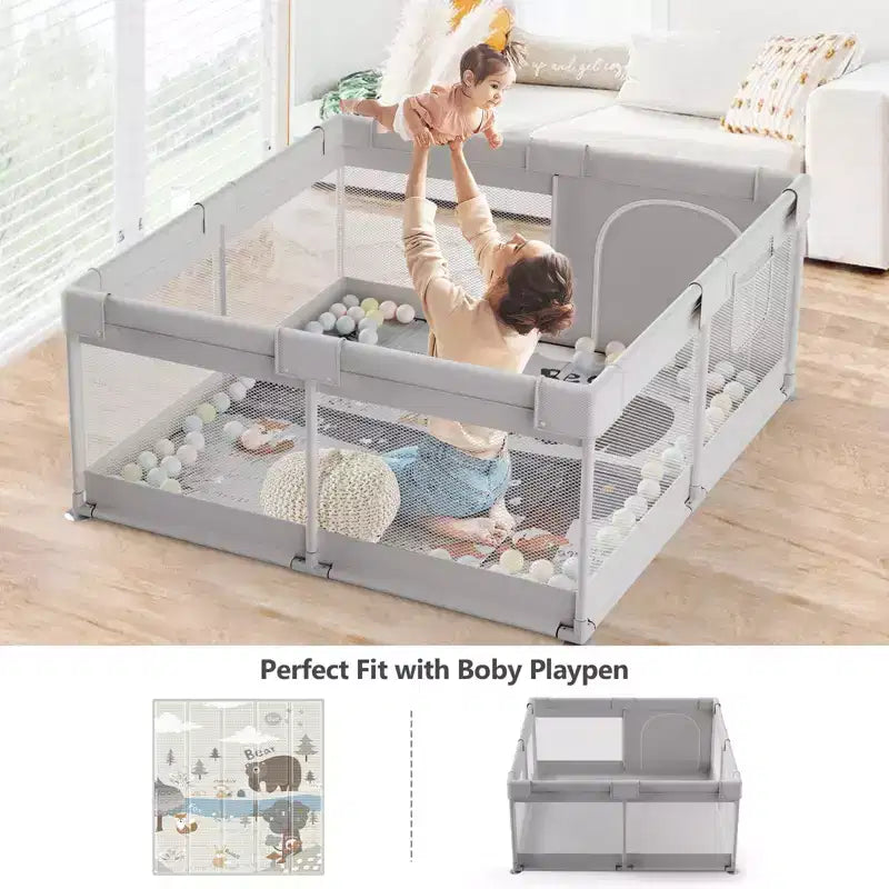 Fodoss Baby Playpen with Mat 47 x 47 In Playpen for Babies and Toddlers, Indoor & Outdoor Activity Center, Safety Baby Fence