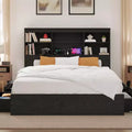 King Size Bed Frame with Storage Headboard, Modern Platform Bed with Charging Station & 4 Drawers, Metal Slats Support, No Box Spring Needed