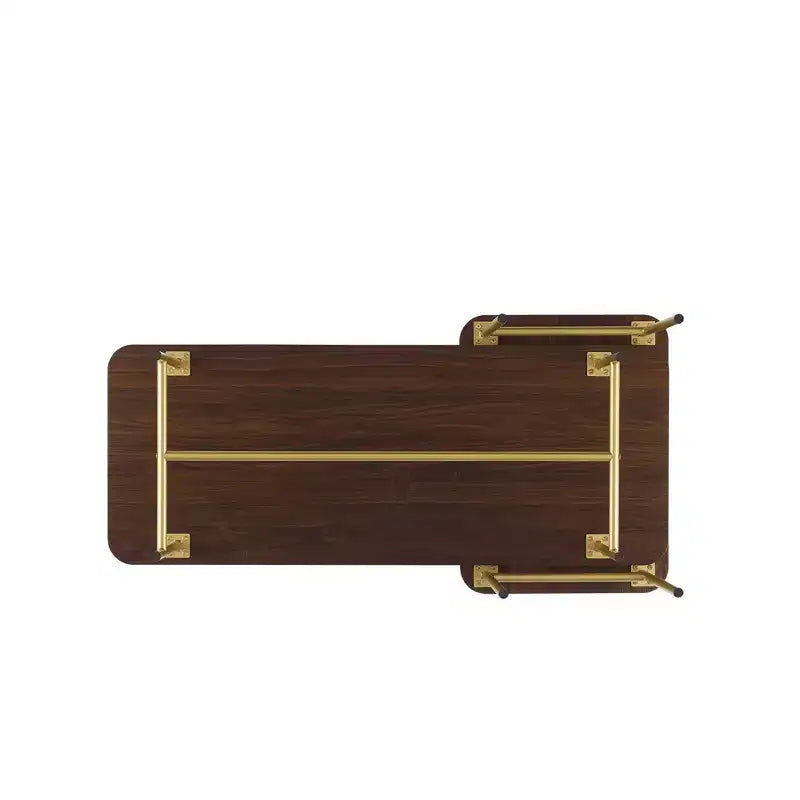 Modern Metal and Wood Rectangle Nesting Coffee Tables