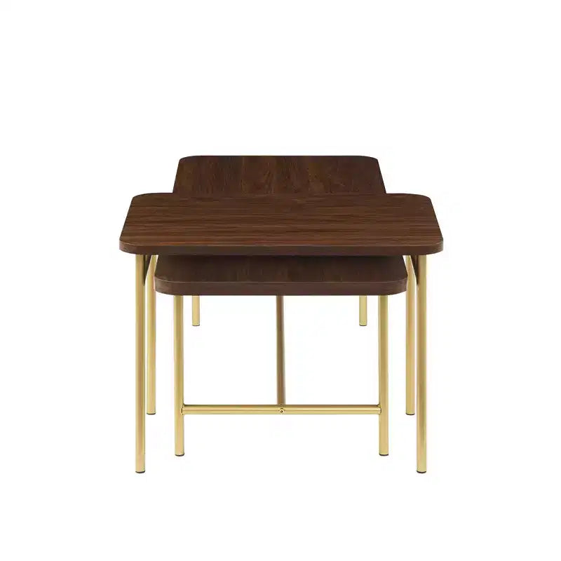 Modern Metal and Wood Rectangle Nesting Coffee Tables