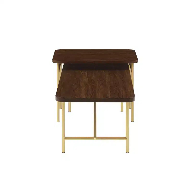 Modern Metal and Wood Rectangle Nesting Coffee Tables