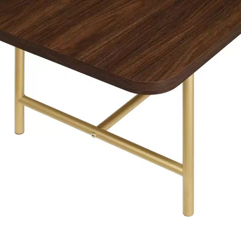 Modern Metal and Wood Rectangle Nesting Coffee Tables