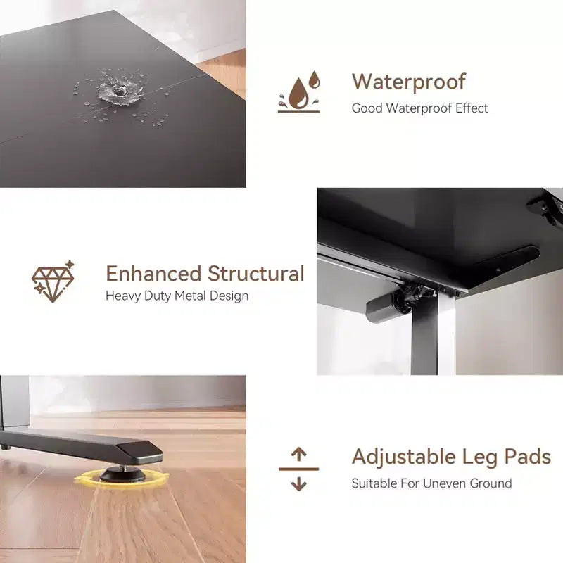 Electric Height Adjustable Standing Desk Sit to Stand Computer Desk with Storage Bag Memory Presets Ergonomic Home Office Workstation 63 Inch Black