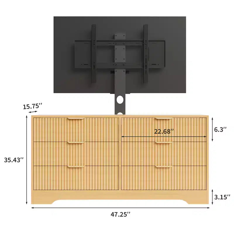 Modern TV Stand with Mount for 3285 Inch TVs, Wood Entertainment Center with 6 Drawers, Media Console Cabinet for Living Room or Bedroom