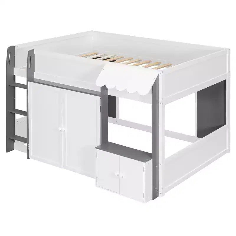 GDFStudio Nguyen Loft House Bed with Playhouse & Storage, Full Size