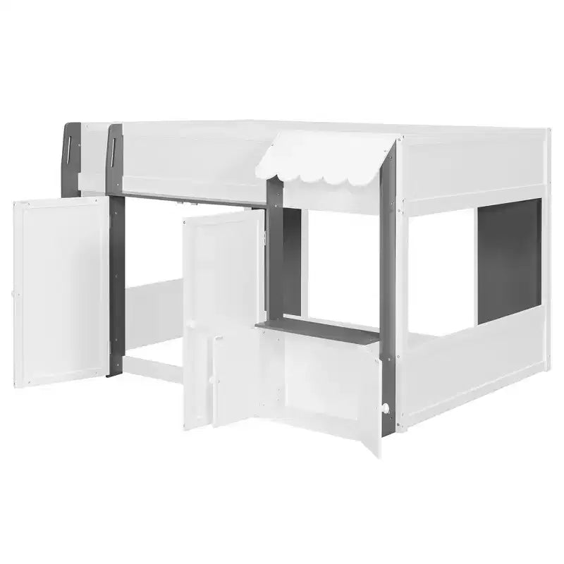 GDFStudio Nguyen Loft House Bed with Playhouse & Storage, Full Size