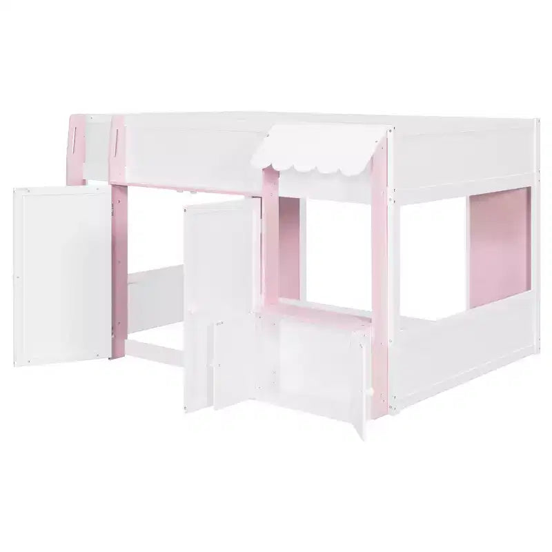GDFStudio Nguyen Loft House Bed with Playhouse & Storage, Full Size