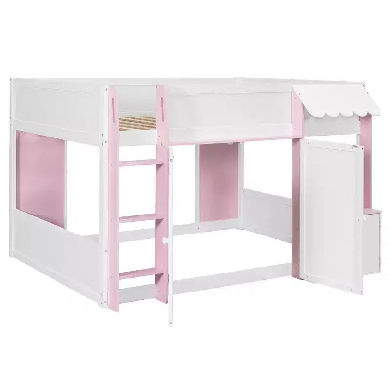 GDFStudio Nguyen Loft House Bed with Playhouse & Storage, Full Size
