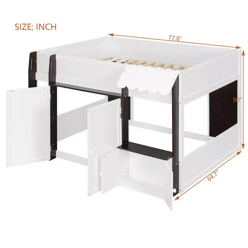 GDFStudio Nguyen Loft House Bed with Playhouse & Storage, Full Size