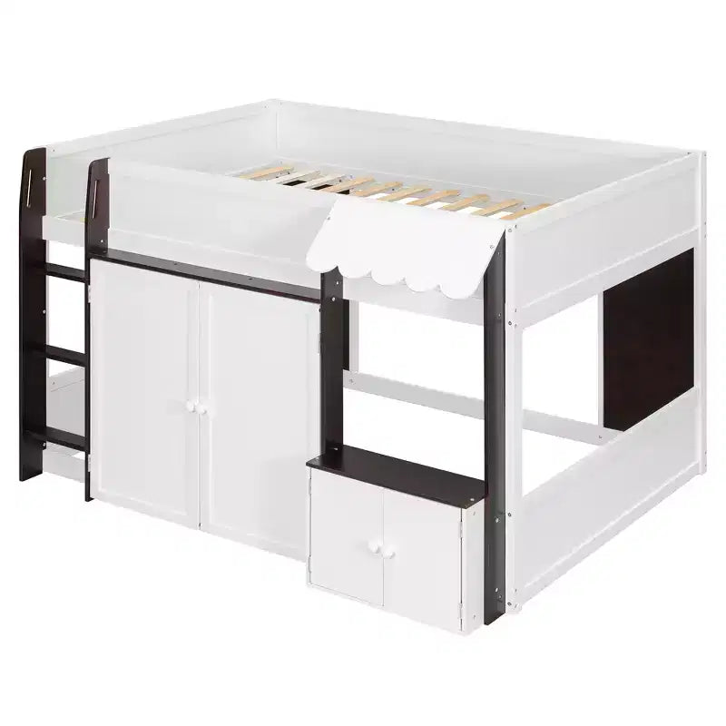 GDFStudio Nguyen Loft House Bed with Playhouse & Storage, Full Size