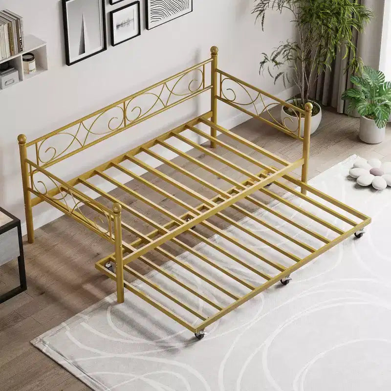 Heavy Duty Twin Size Metal Bed Frame with Headboard, Steel Slat Platform Bedframe, Space-Saving Design for Bedroom, Guest Room and Living Room