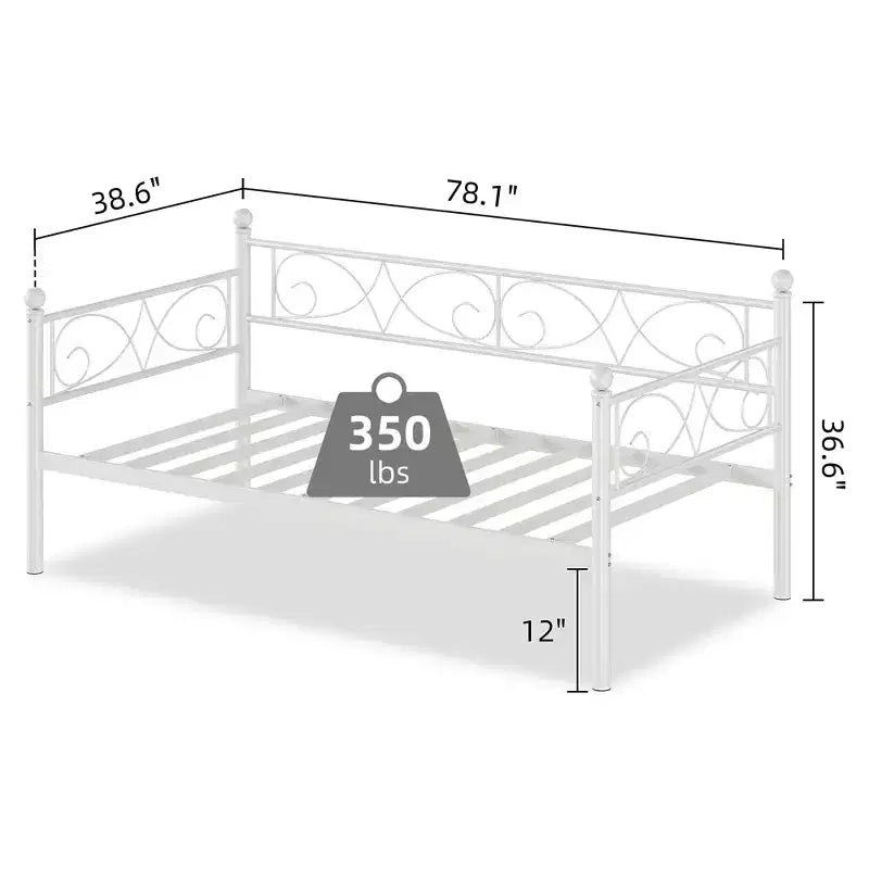Heavy Duty Twin Size Metal Bed Frame with Headboard, Steel Slat Platform Bedframe, Space-Saving Design for Bedroom, Guest Room and Living Room