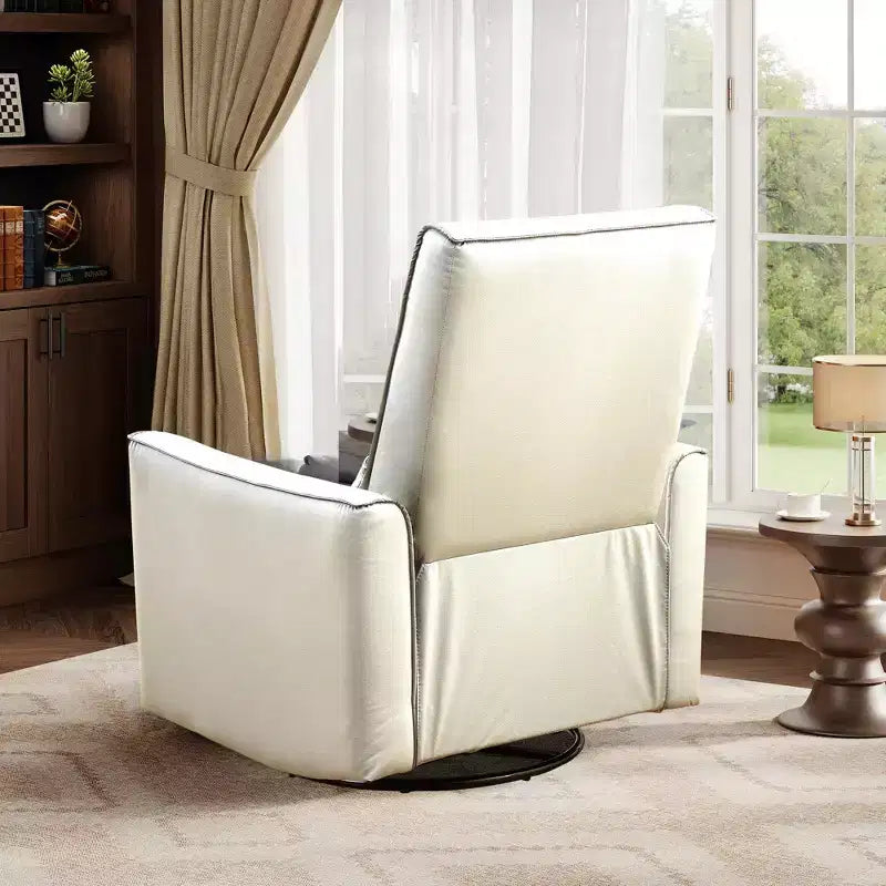 Swivel Rocking Nursery Recliner Chair Rocker Recliner Glider Deep Seat PU Leather Sofa Chair with high Backrest for Nursery, Living Room, Bedroom