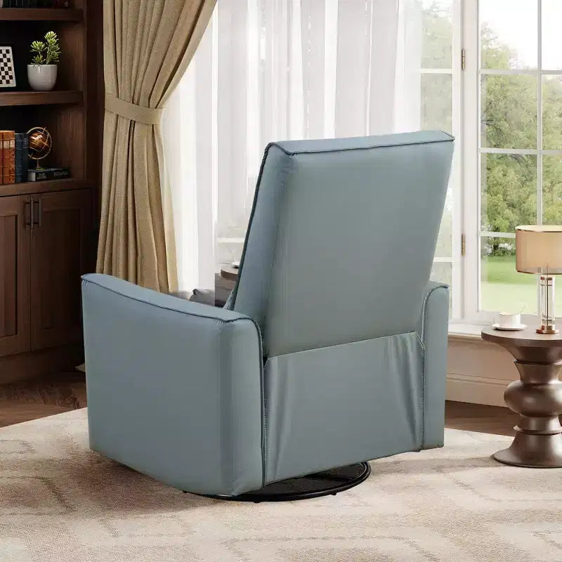 Swivel Rocking Nursery Recliner Chair Rocker Recliner Glider Deep Seat PU Leather Sofa Chair with high Backrest for Nursery, Living Room, Bedroom
