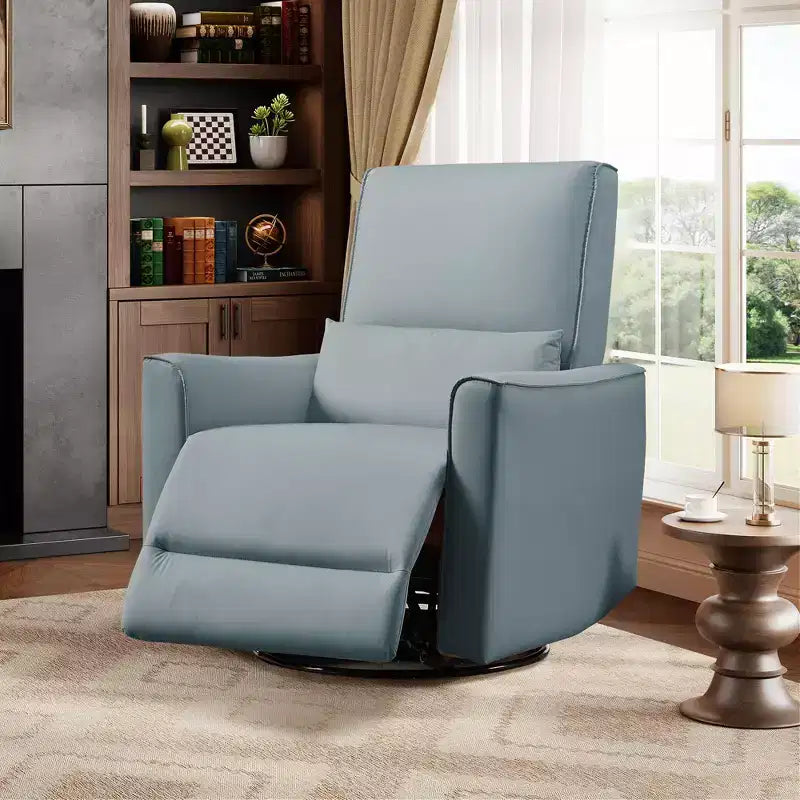 Swivel Rocking Nursery Recliner Chair Rocker Recliner Glider Deep Seat PU Leather Sofa Chair with high Backrest for Nursery, Living Room, Bedroom