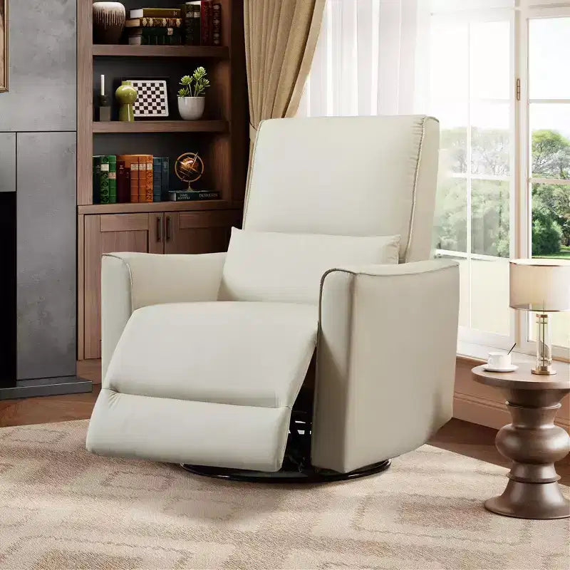 Swivel Rocking Nursery Recliner Chair Rocker Recliner Glider Deep Seat PU Leather Sofa Chair with high Backrest for Nursery, Living Room, Bedroom