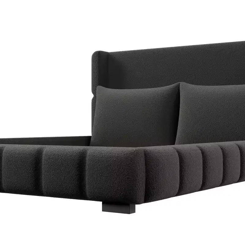 Polibi Upholstered Platform Bed with 2 Soft Pillows
