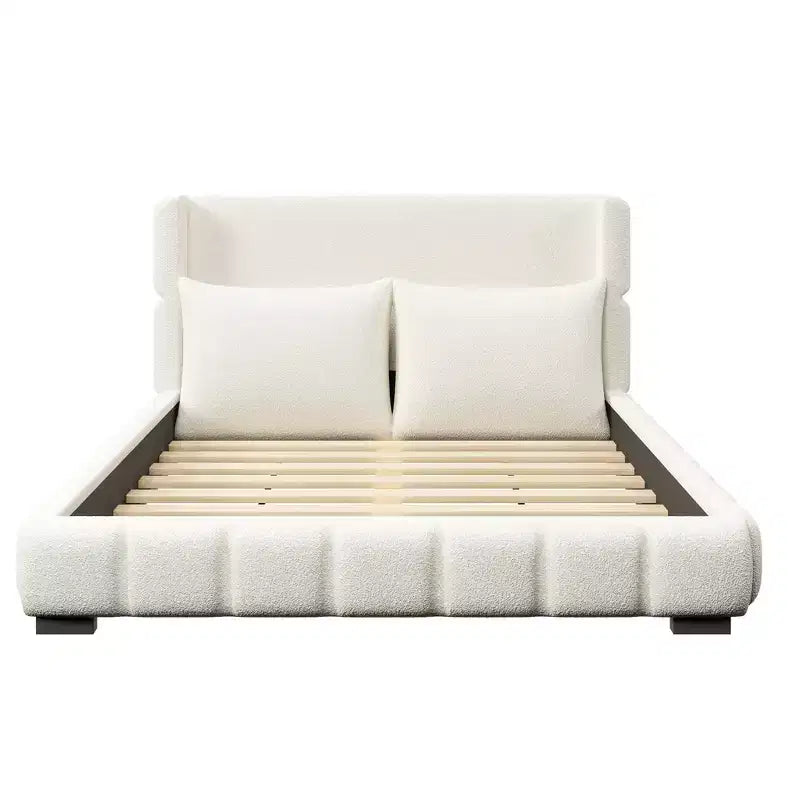 Polibi Upholstered Platform Bed with 2 Soft Pillows