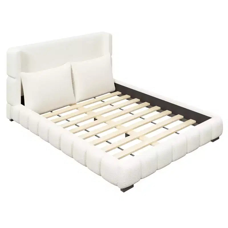 Polibi Upholstered Platform Bed with 2 Soft Pillows
