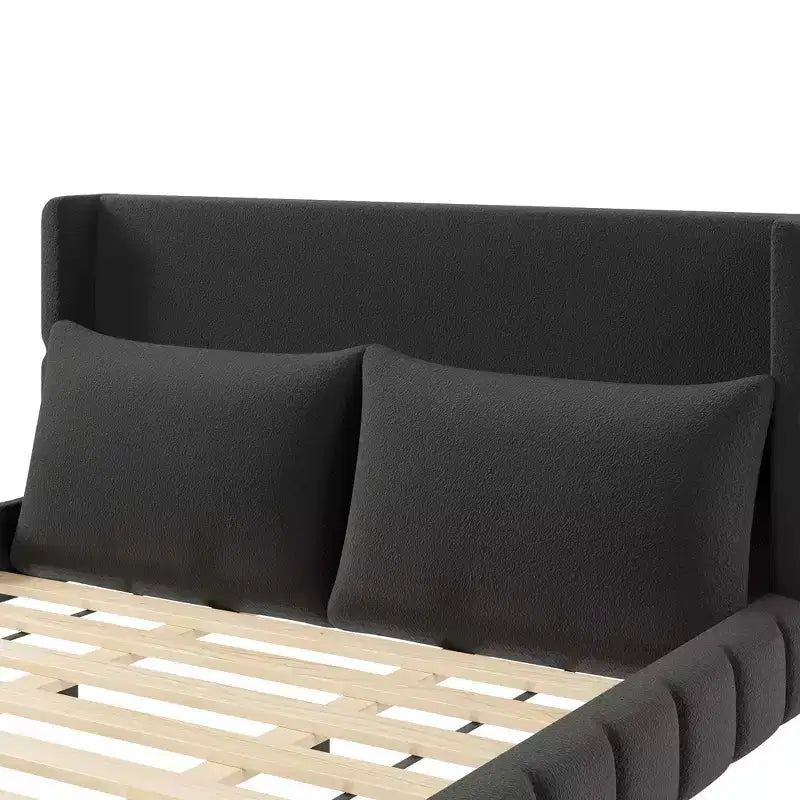 Polibi Upholstered Platform Bed with 2 Soft Pillows